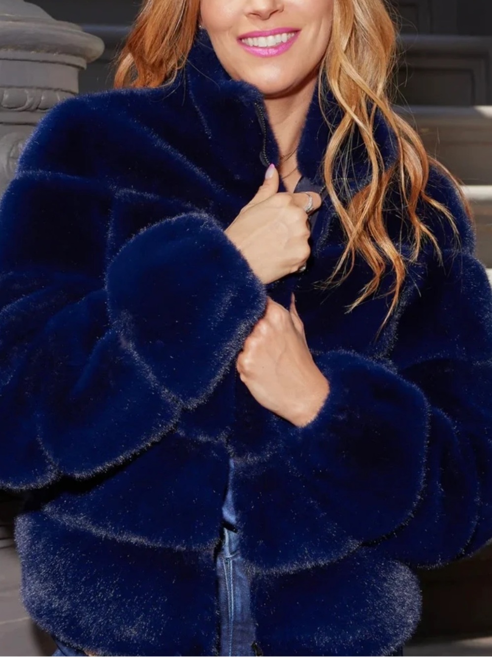 GENERATION LOVE JODI NAVY FUR COAT FALL 25 Size S